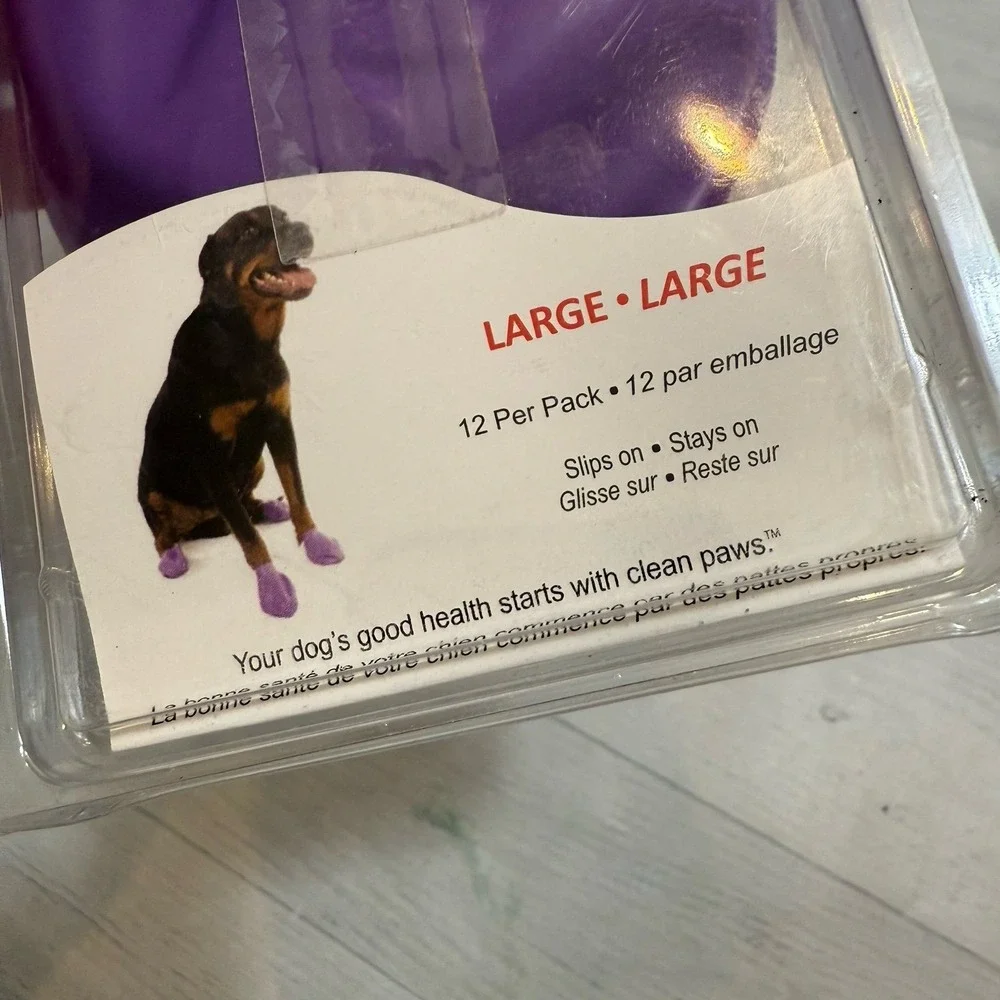 Pawz purple rubber‎ dog boots 12 pack large NEW